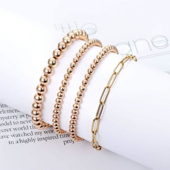 4 PCS Bead Bracelet For Women Beaded Ball Paper Clip Bracelet Stretchable Elastic Bracelet Set 4 PCS Bead Bracelet For Women Beaded Ball Paper Clip Bracelet Stretchable Elastic Bracelet Set